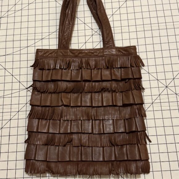 SCULLY WESTERN BROWN LEATHER FRINGE PURSE - Picture 1 of 10